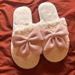 Cozy Furry Slippers with Pink Bow